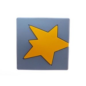 Kindermöbelknopf Quadrat mit Stern 40 x 40 x 22 mm Gummi